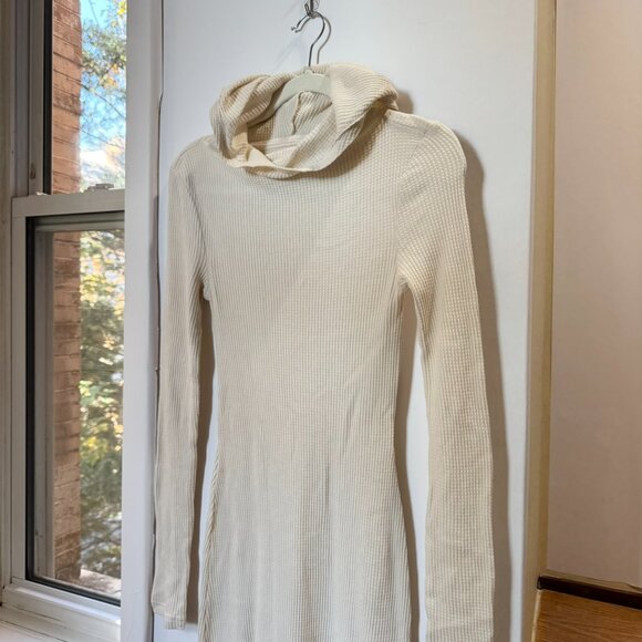 Free People Thermal Hooded Funnel Neck Midi Dress Cream Small - Picture 6 of 11